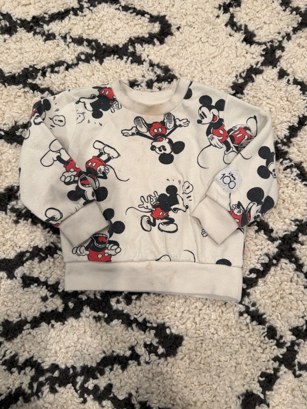 Disney Cream Sweatshirt with Black & Red Mickey Print
